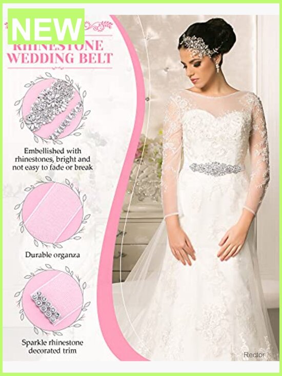 Rhinestone Wedding Dress Sash Belt Crystal Diamond Ribbon Belt for Bridesmaid